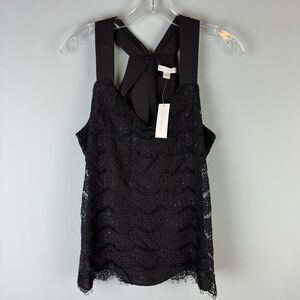 NWT New York & Company Women's Small Black Lace Sleeveless Blouse Style 0740